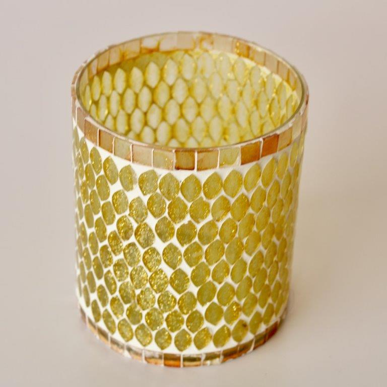 Yellow Glass Mosaic Candle Holder
